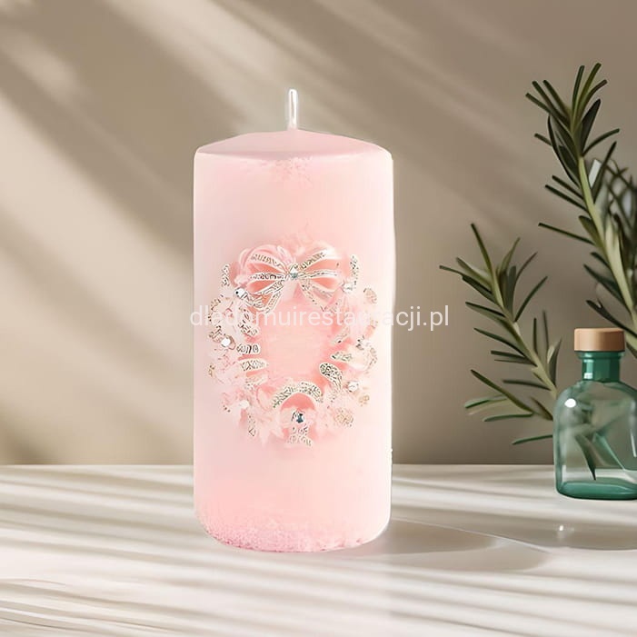 swieca pienkowa wianek glaomour jasnorozowa14 cm.jpg