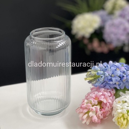 Wazon Tuba 20cm Prążkowane szklo .jpg