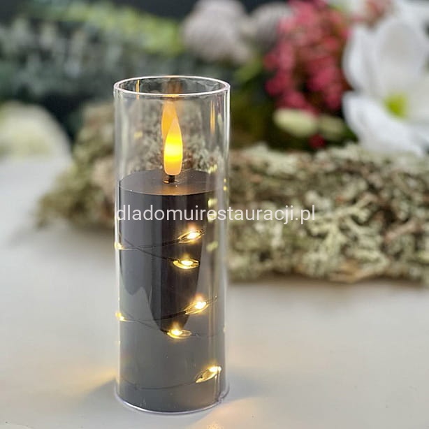 Świeca Bezpłomieniowa LED Girlanda Czarna 15 cm ϕ 5,5 cm.jpg