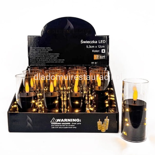 Świeca Bezpłomieniowa LED Ceremony Czarna 15 cm ϕ 5,5 cm Zestaw 12 szt..jpg