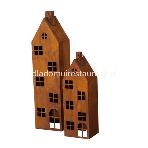 latarnie metalowe domki efekt rdzy komplet 2 szt. 4.jpg