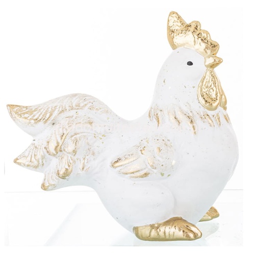 kogut wielkanocny Biało- Złoty figurka dekoracyjna 19x17 cm.jpg