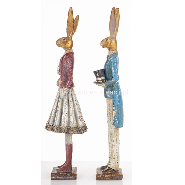 zajace wielkanocne para figurki z cylindrem i torebka 31 cm.jpg