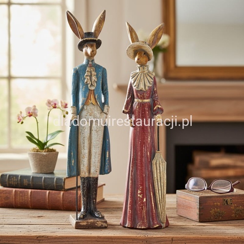 figurki zajace para wielkanocna z cylindrem.jpg