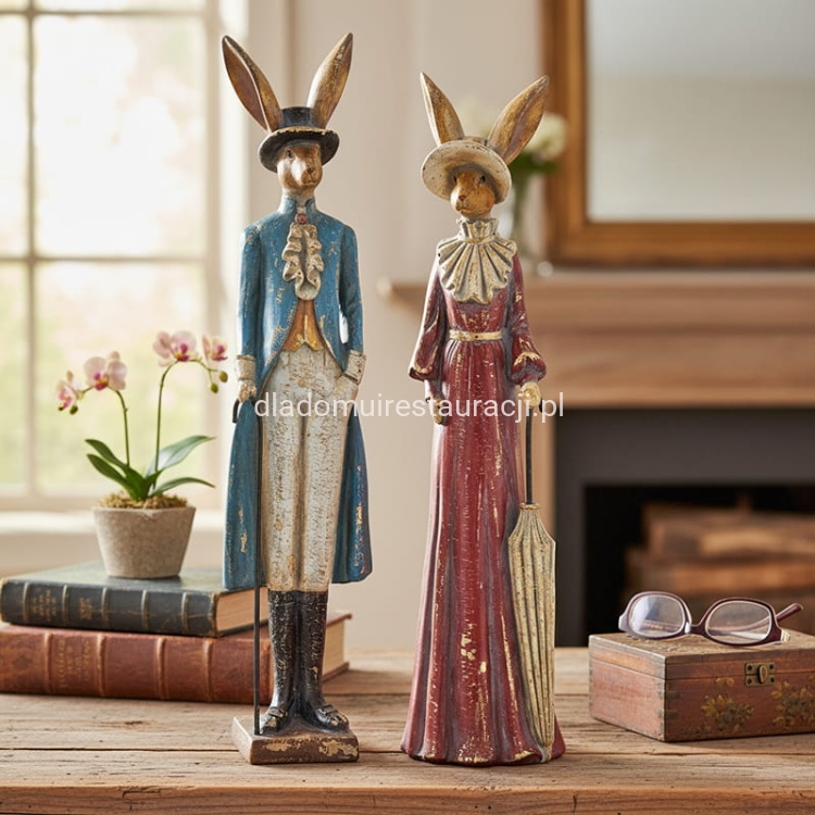 figurki zajace para wielkanocna z cylindrem.jpg