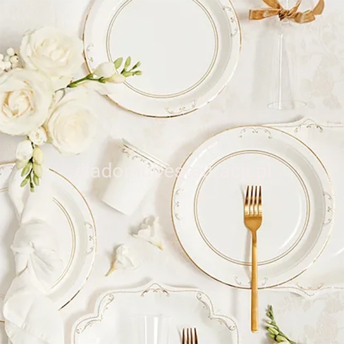 Talerzyki Białe ze złotym ornamentem slub komunia.2.jpg